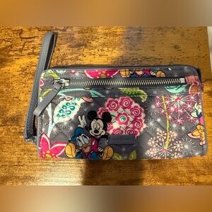 Vera Bradley Gray Floral Disney Wristlet